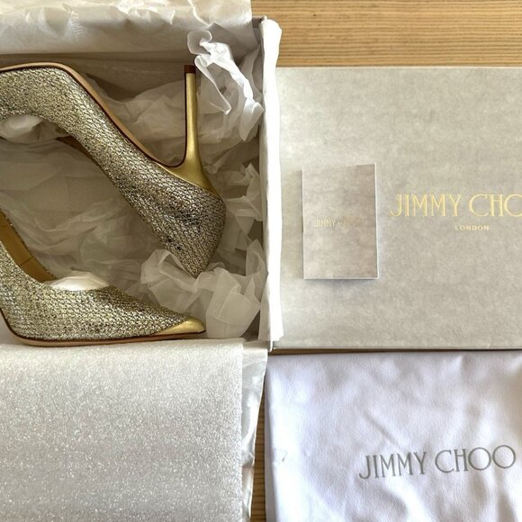 Jimmy Choo Agnes Champagne Glitter Fabric - Picture 9 of 9
